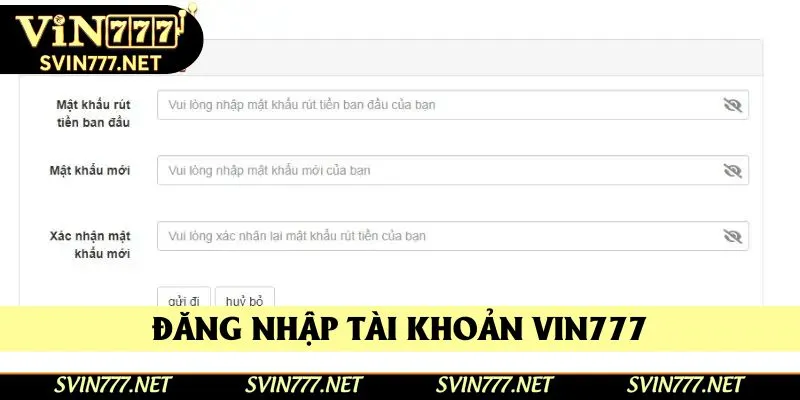 Đăng nhập vào tài khoản người dùng tại hệ thống Vin777